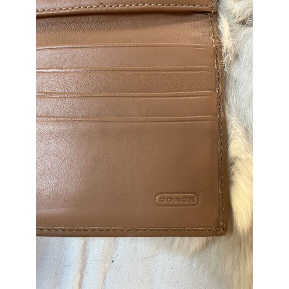 Coach Signature Canvas & Leather Checkbook Wallet With Snap Closure & Zip Pocket - Picture 7 of 10